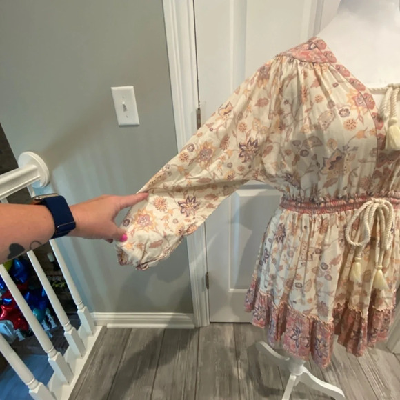 Valiante Floral Cream and Pink Mini Dress - Picture 5 of 12